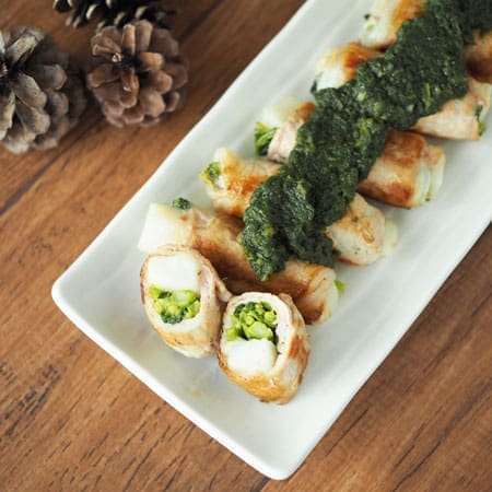 菜の花と餅の肉巻き
