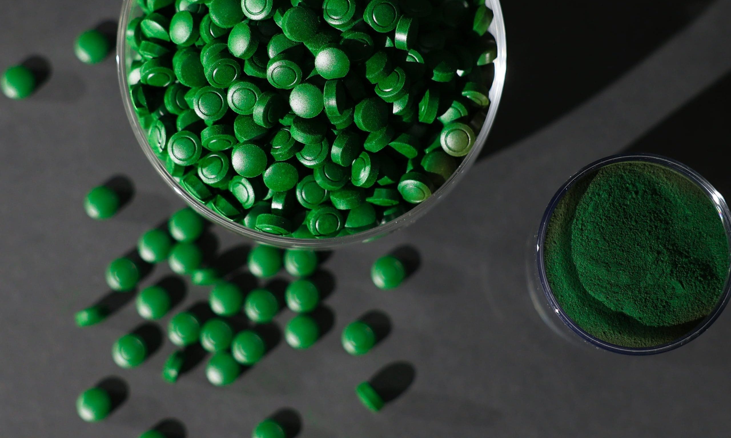 Chlorella Tablets in a bowl