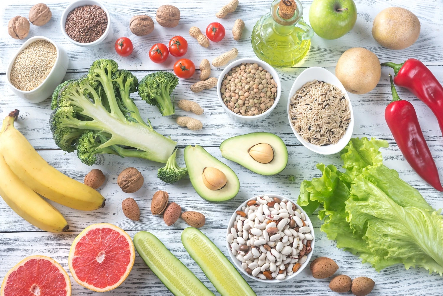 Whole food ingredients in a table