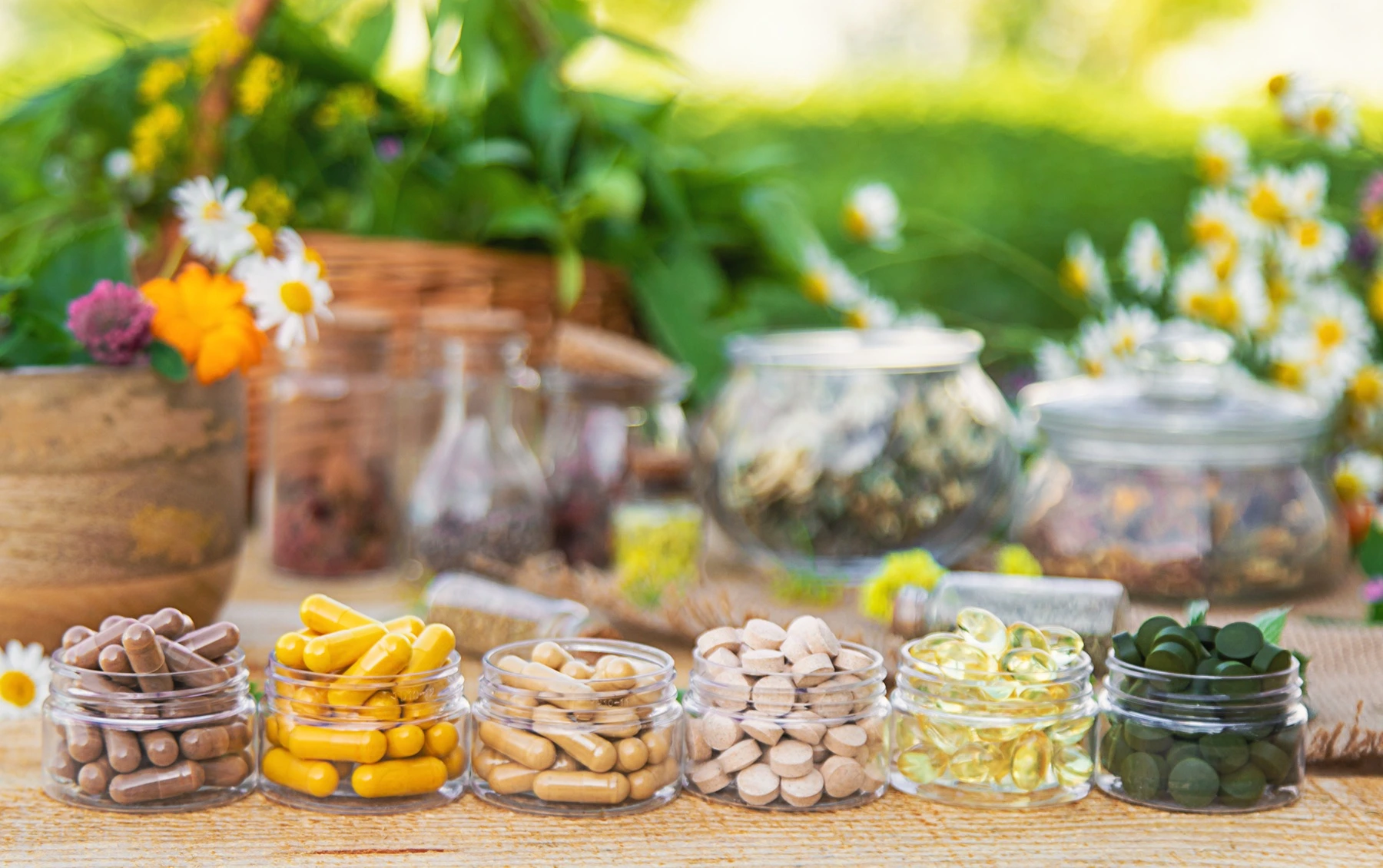 Multiple health and food supplements including chlorella tablets