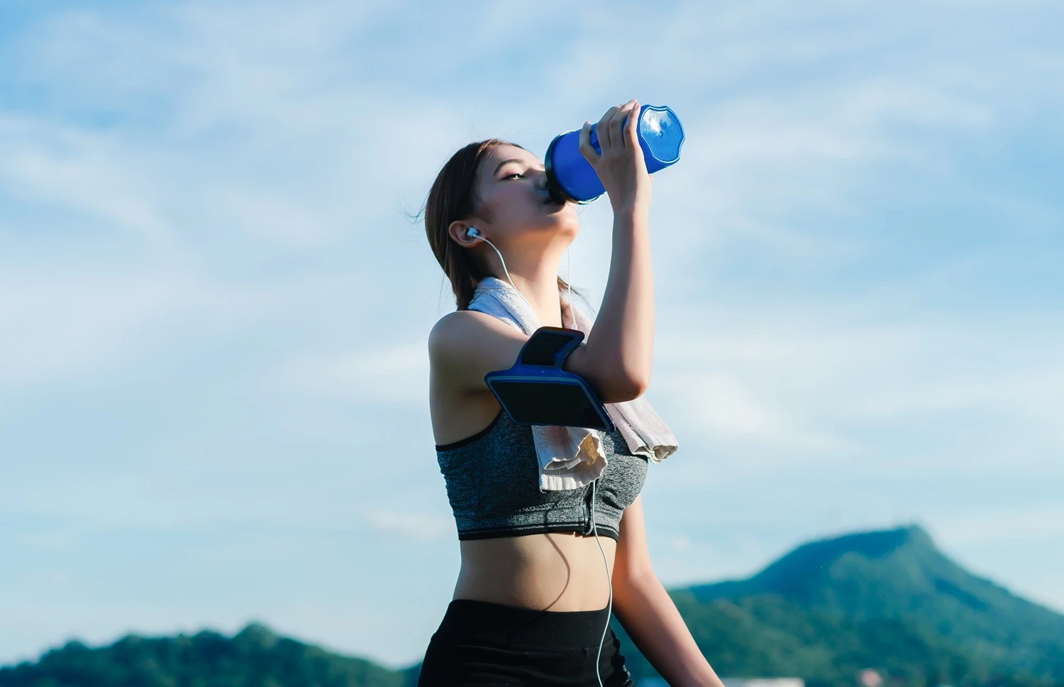 Woman recovering after exercise